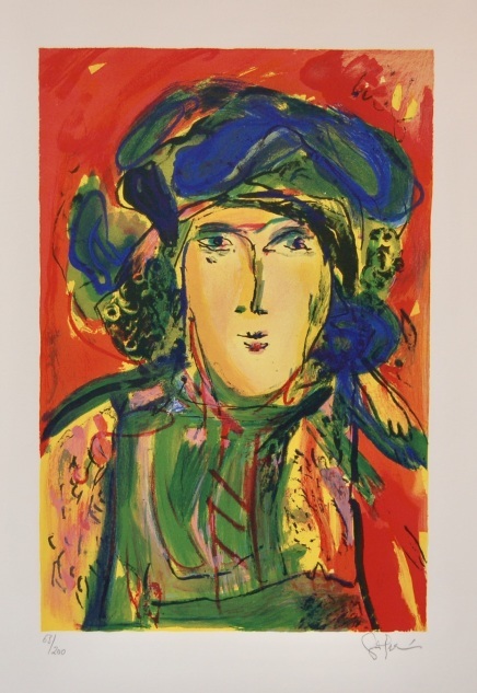 Gina Pellon, litografi, grafik, Galleri Kongsbak, Esbjerg